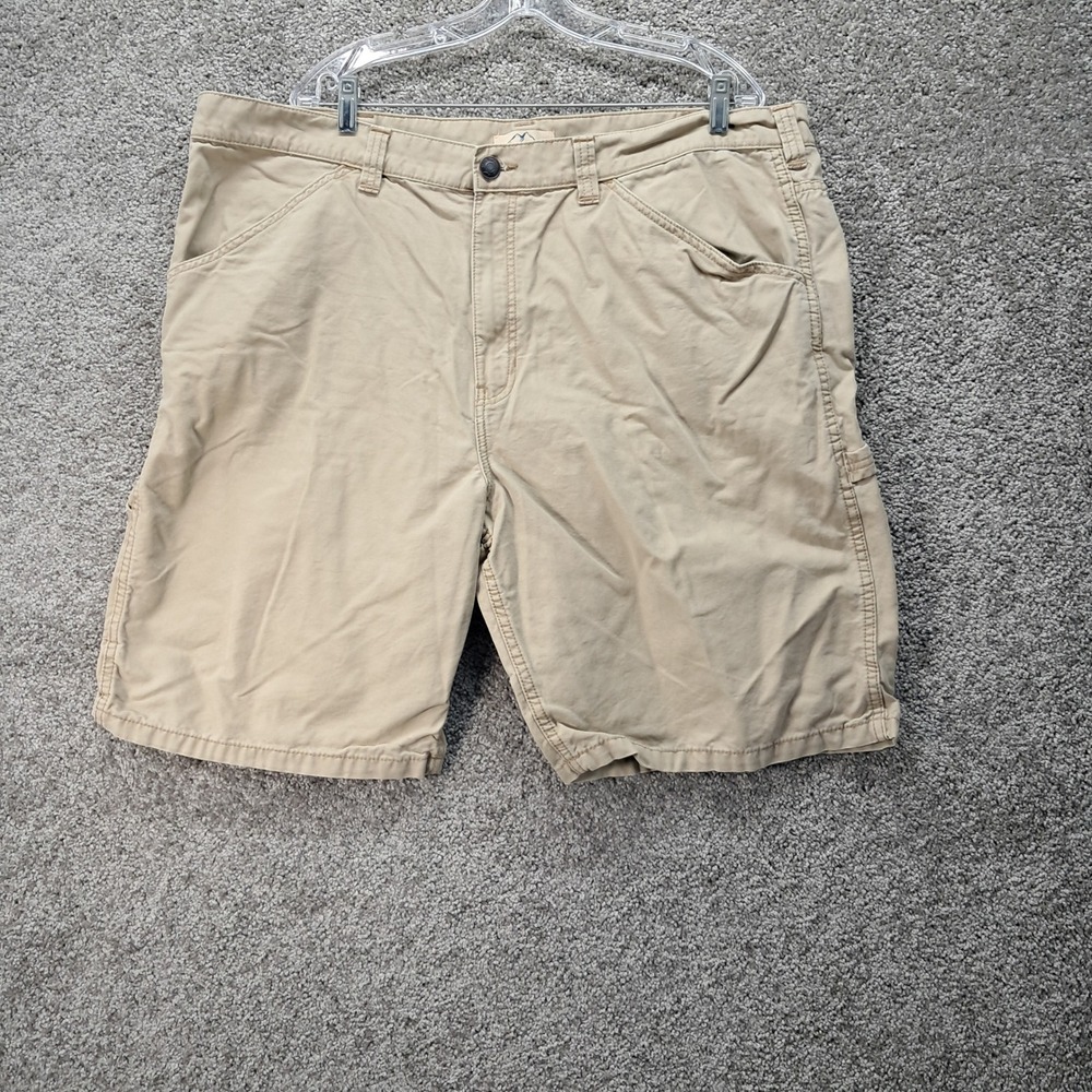 Blue Mountain Mens Khaki Canvas Carpenter Shorts Size 44 Tan Utility Workwear